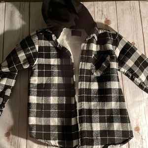 Pendleton jacket with hood lined black white checked big boy 14-16 made in USA